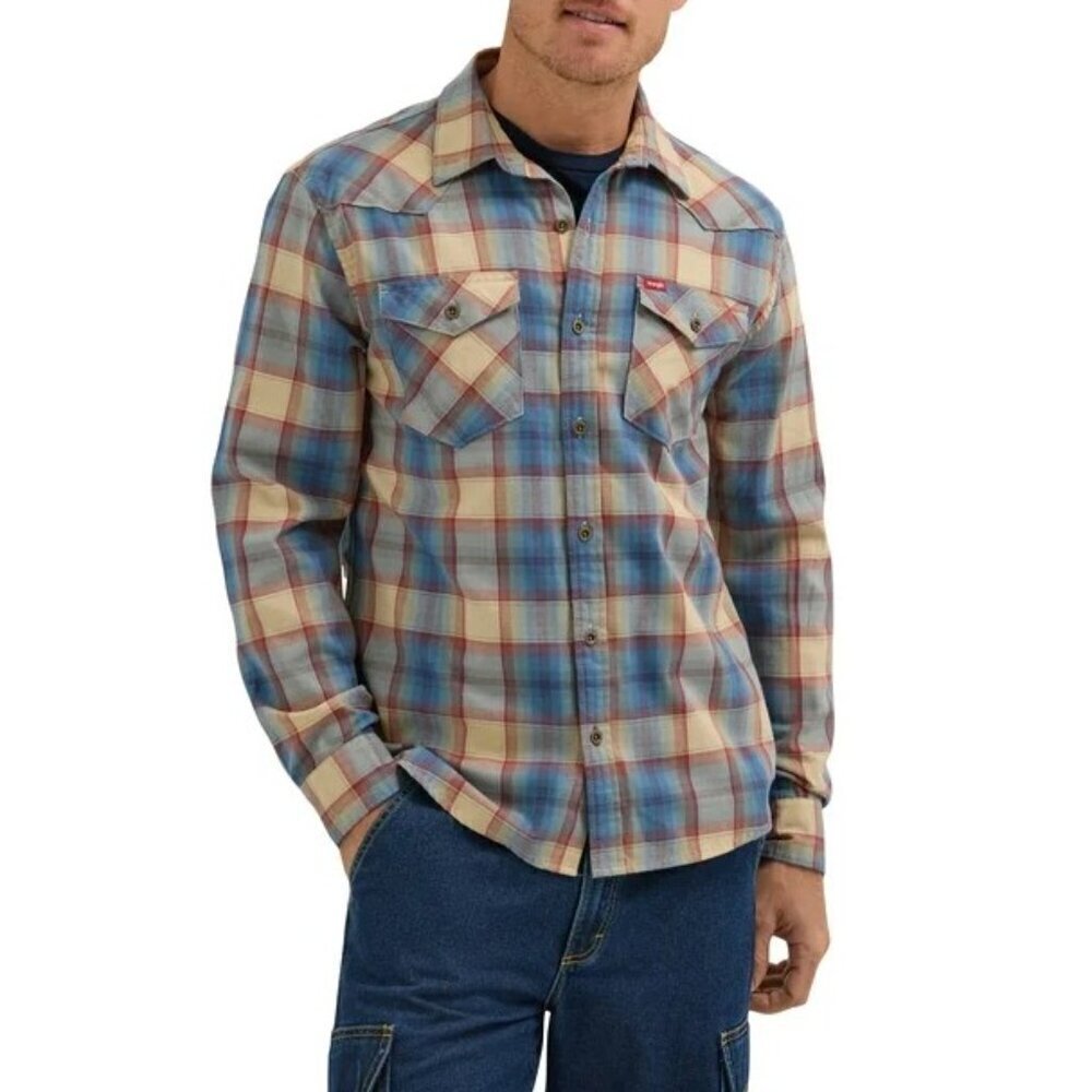Wrangler Woven Twill Shirt Mens Slim Fit Long Sleeve SZ S